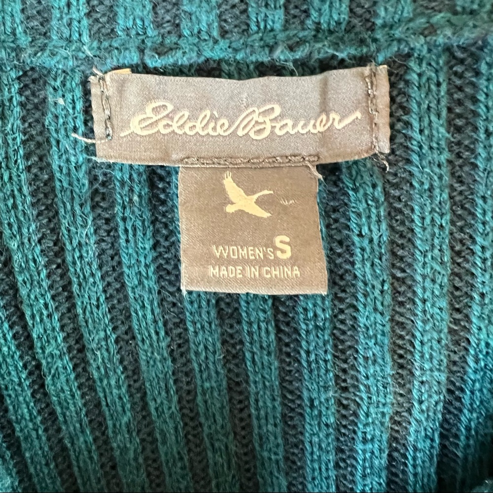 Eddie Bauer Women’s Teal Cable Knit Long Full Zip Sweater. Sz S - Picture 2 of 13